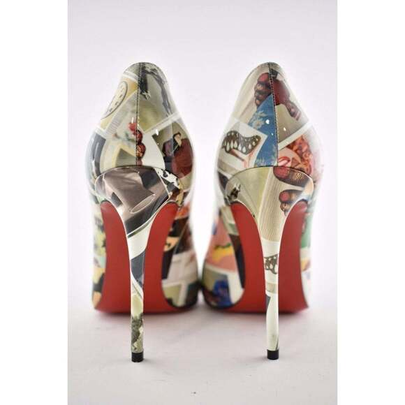 Christian Louboutin Pigalle Follies 100 Patent Collage Black Blue Heel Pump 37.5 - Picture 11 of 12